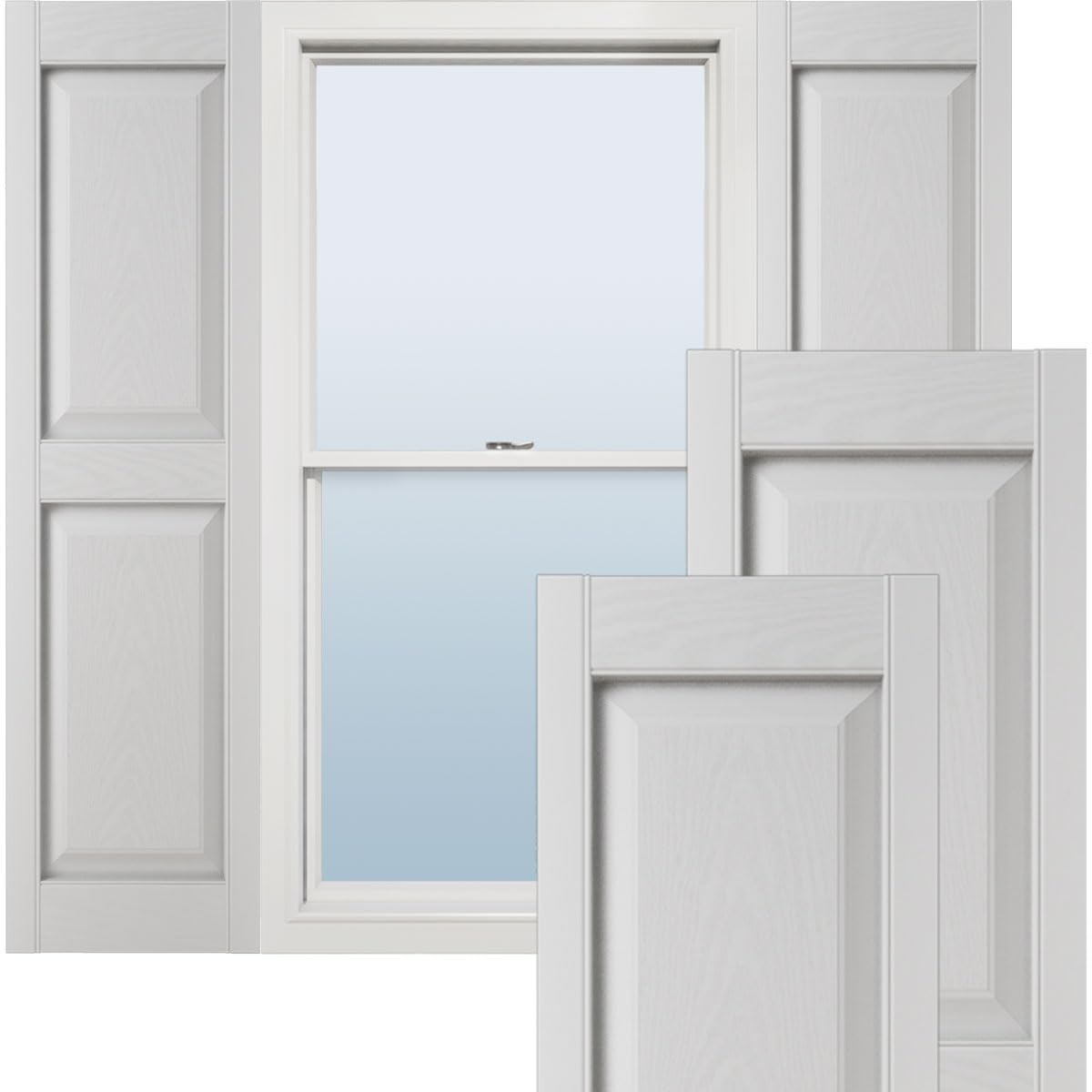 White Vinyl Raise Panel Shutters