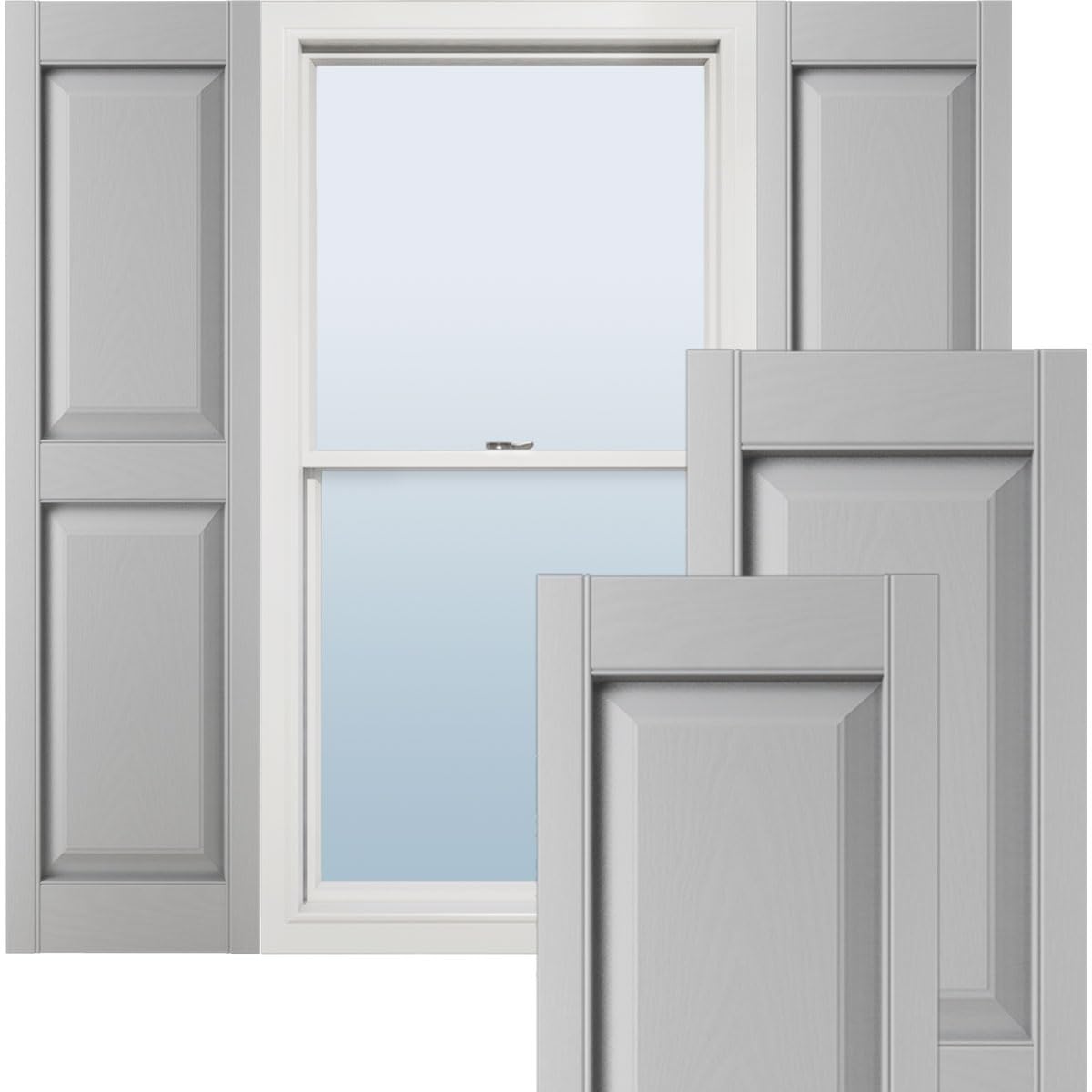 Two Equal Panel Vinyls, Raised Panel Vinyl Shutters | Paintable