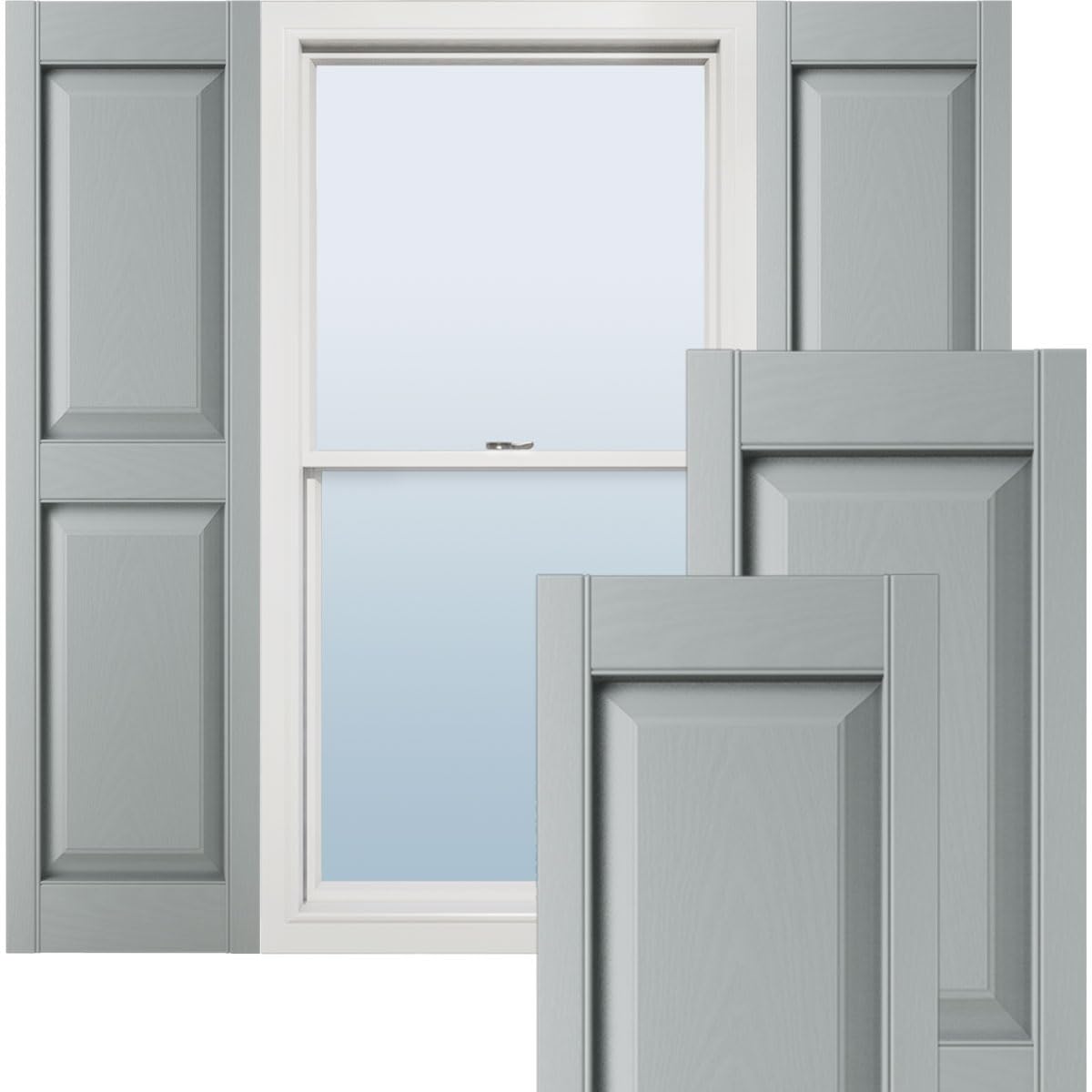 Platinum Vinyl Raised Panel Shutters