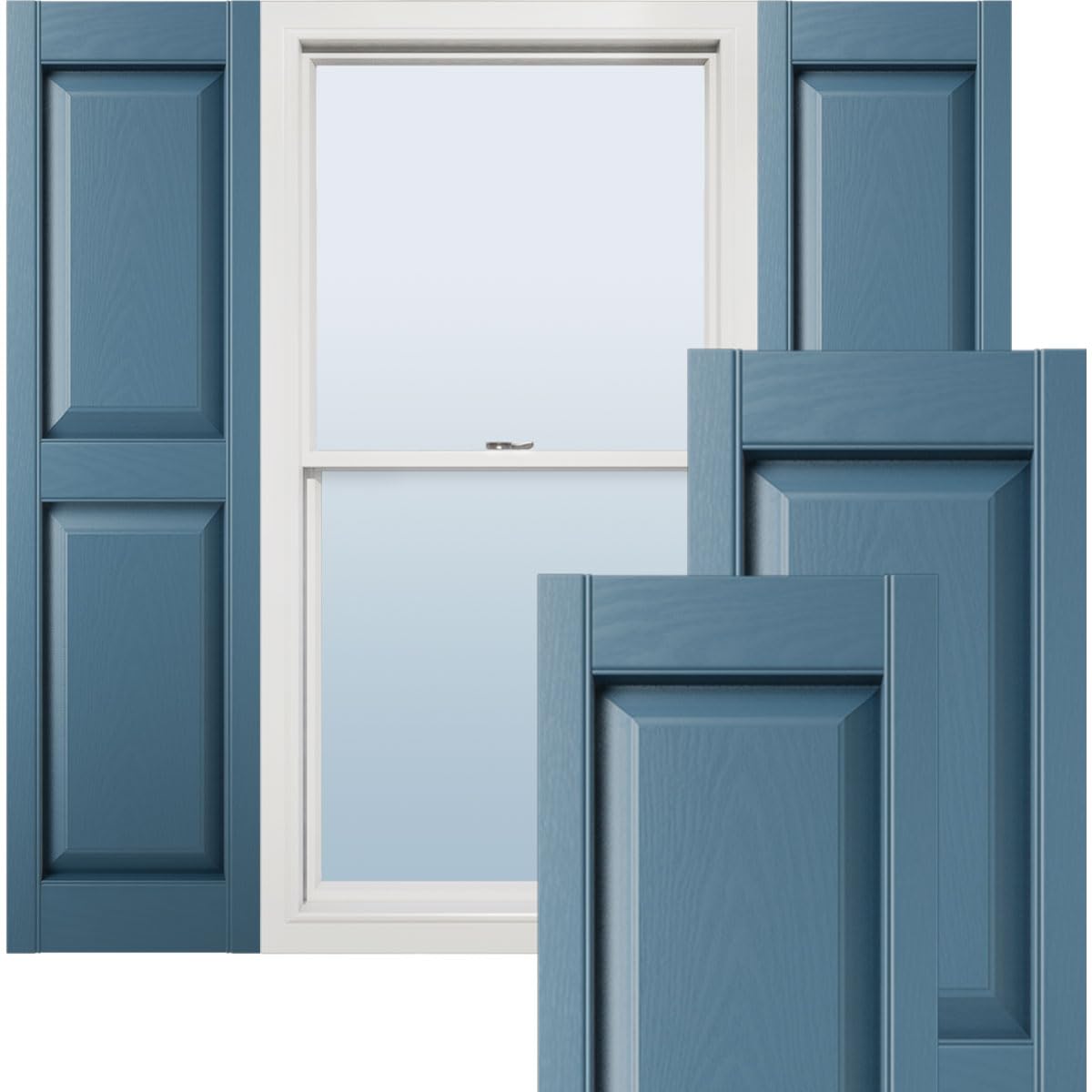 Classic Blue Vinyl Raise Panel Shutters