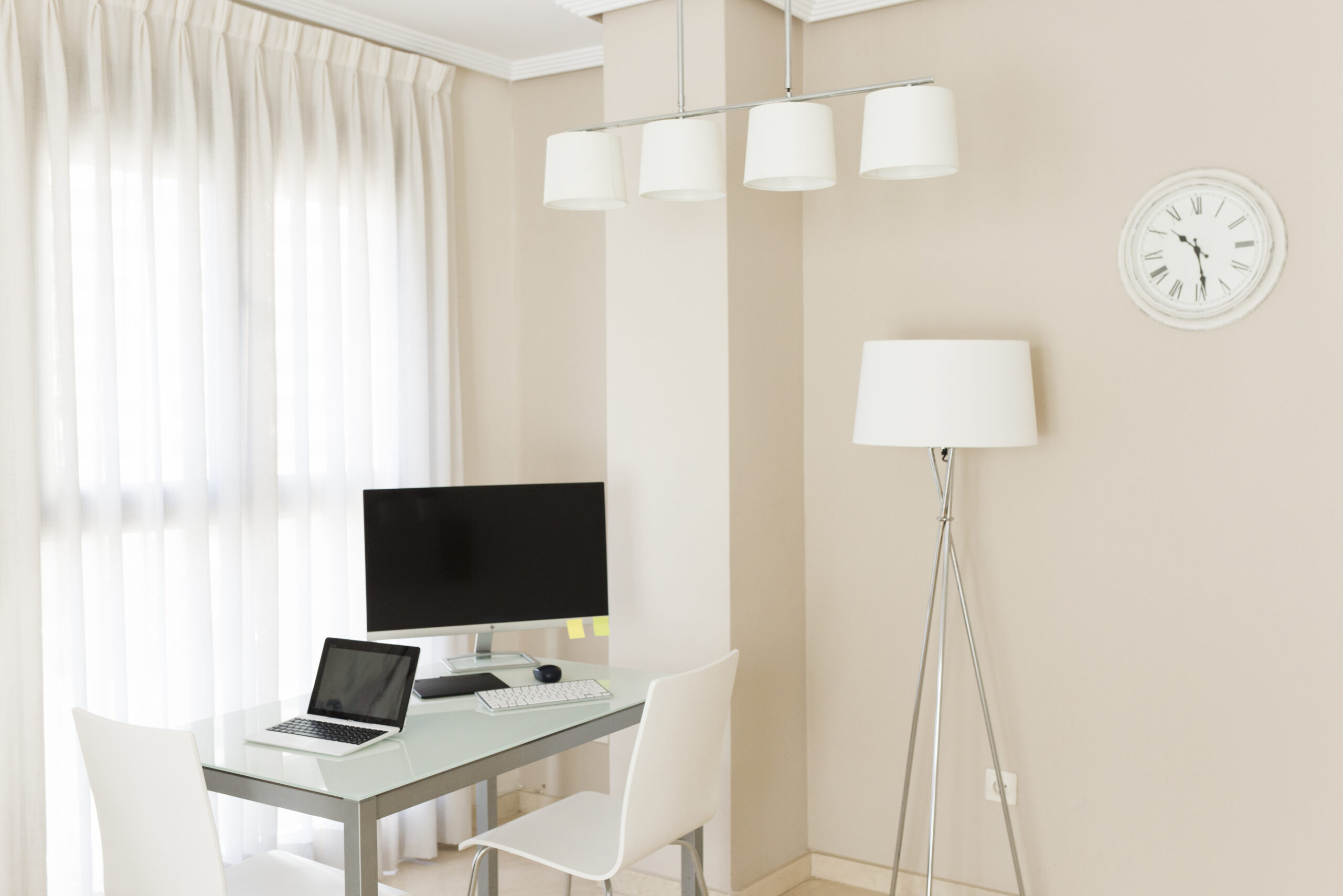 Automated Motorized Window Shades in Home Office