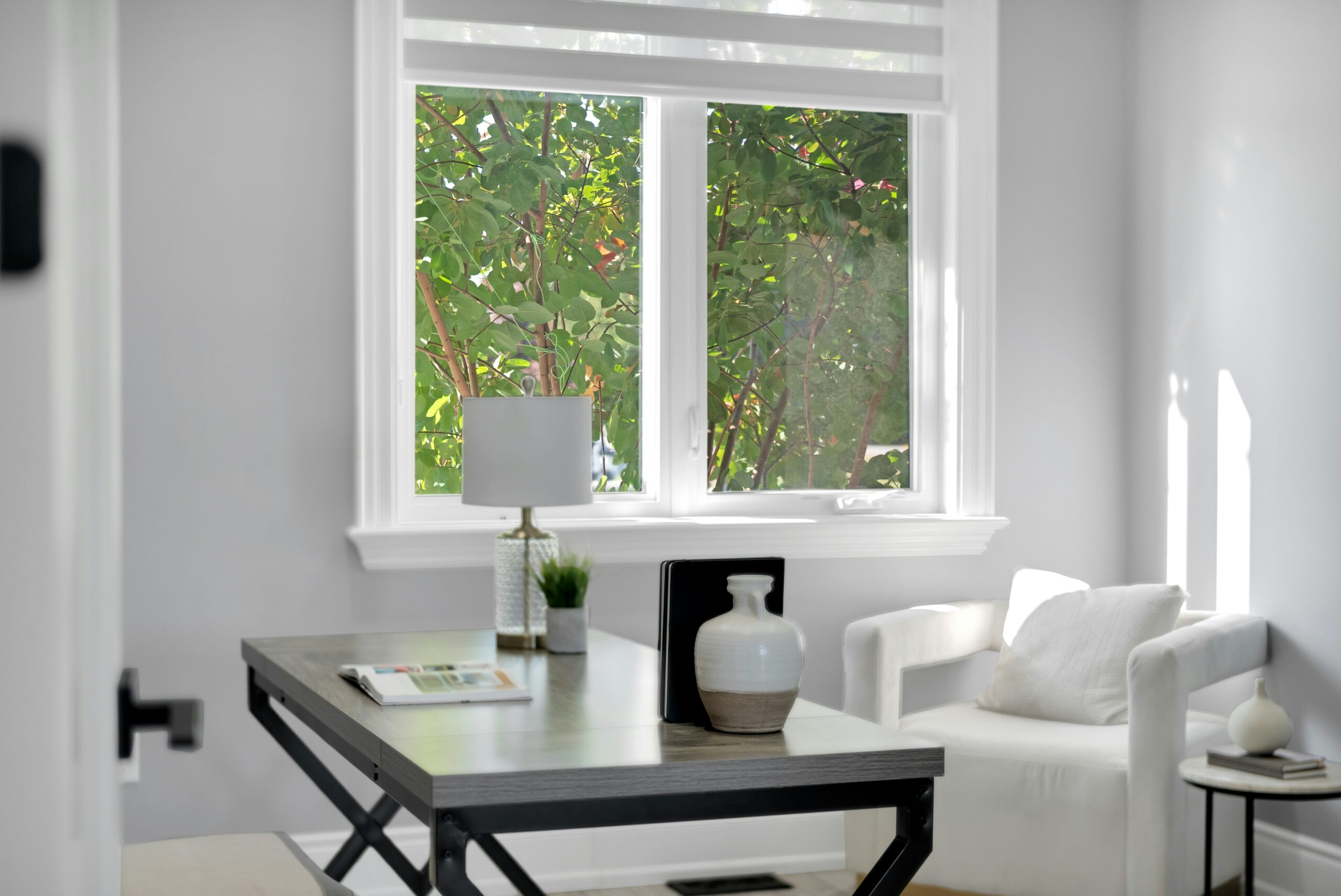 Upholstered Cornice Boards in Home Office