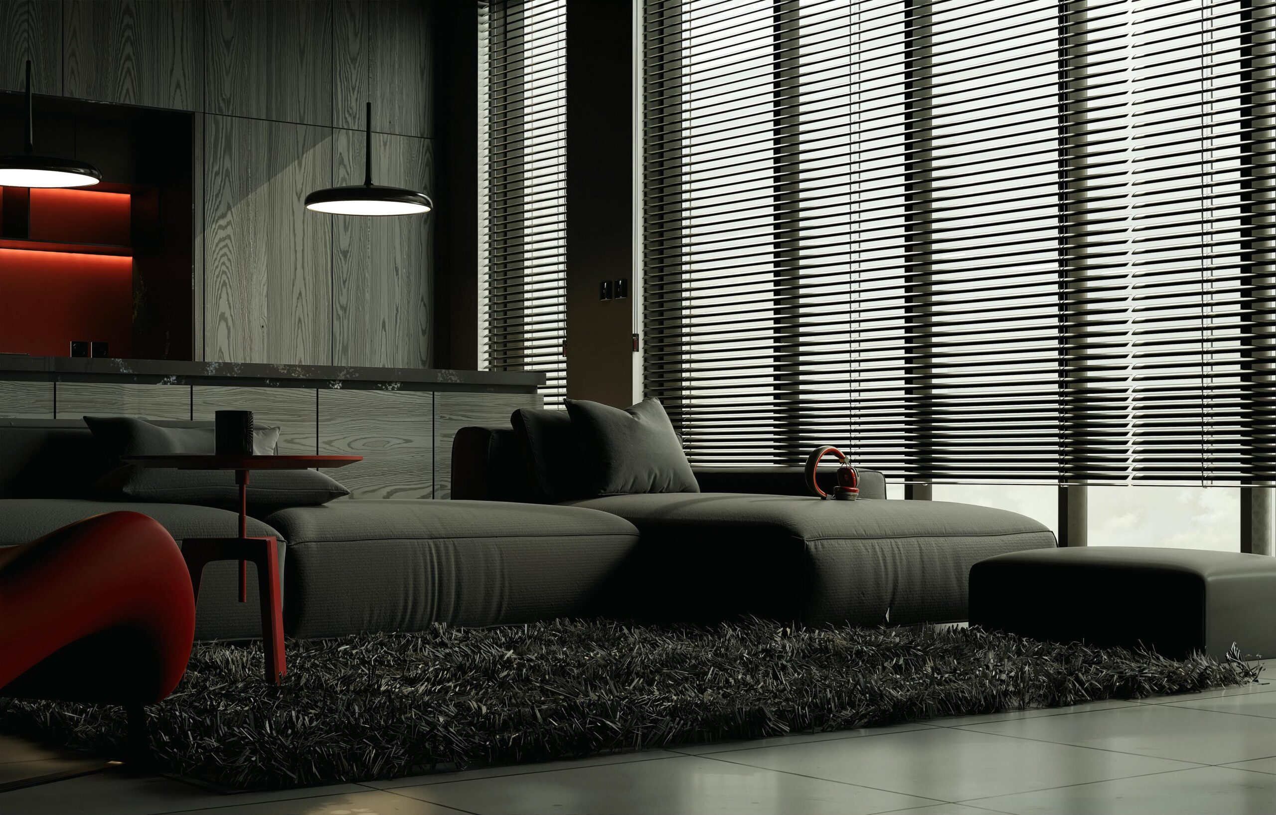 Living Room woven shades install