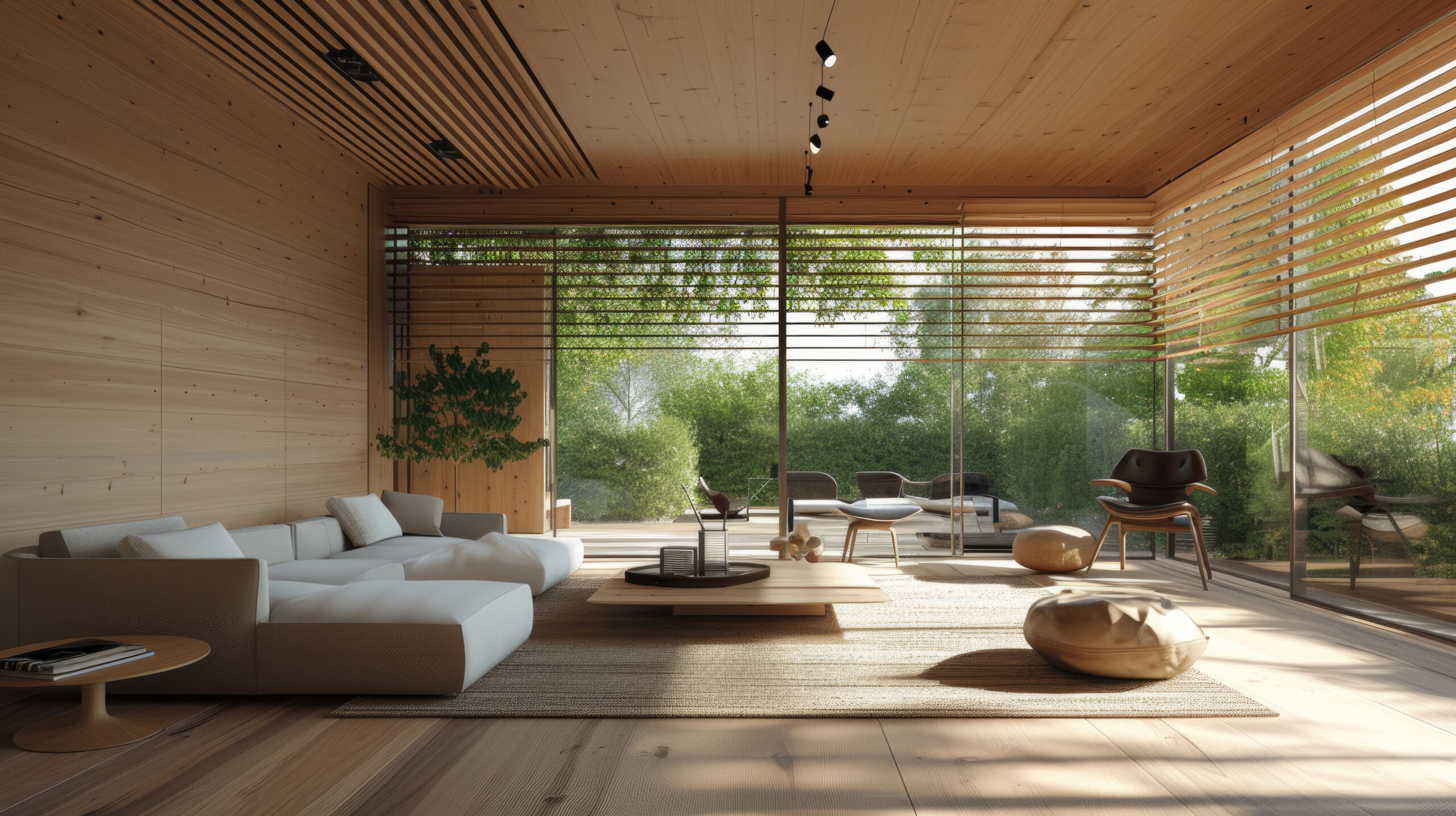 Living Room Homeowners Install Premium Wood Blinds