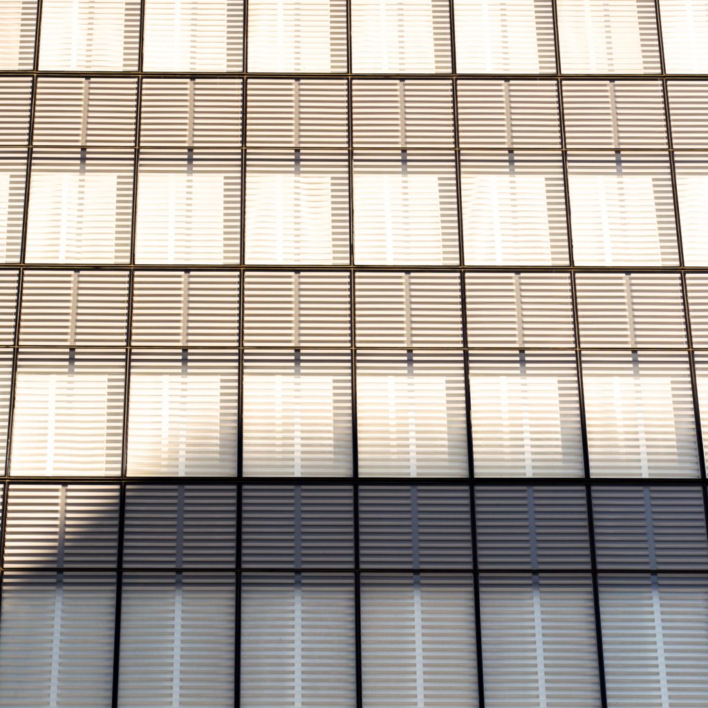 Solar shades installed outside of building